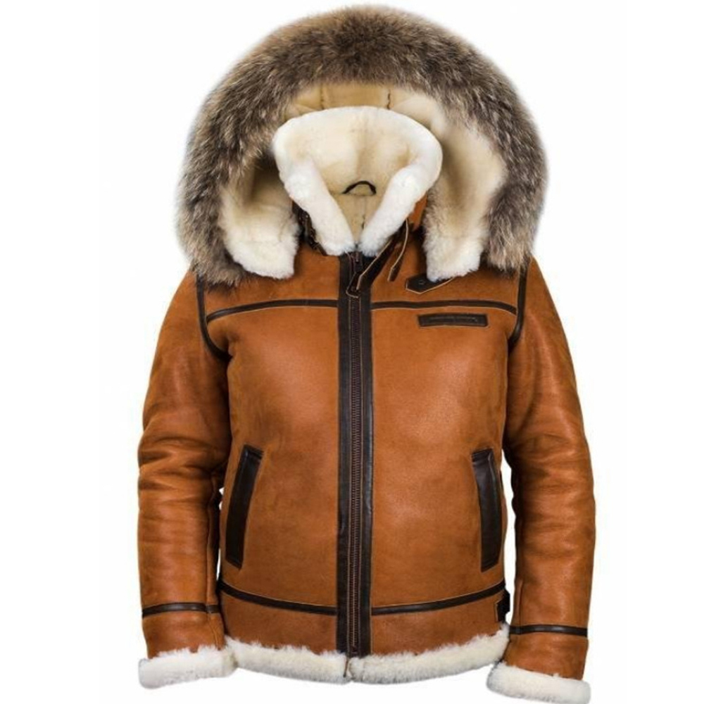 Men's Outdoor Retro Thick Velvet PU Hooded Jacket-Unitsen