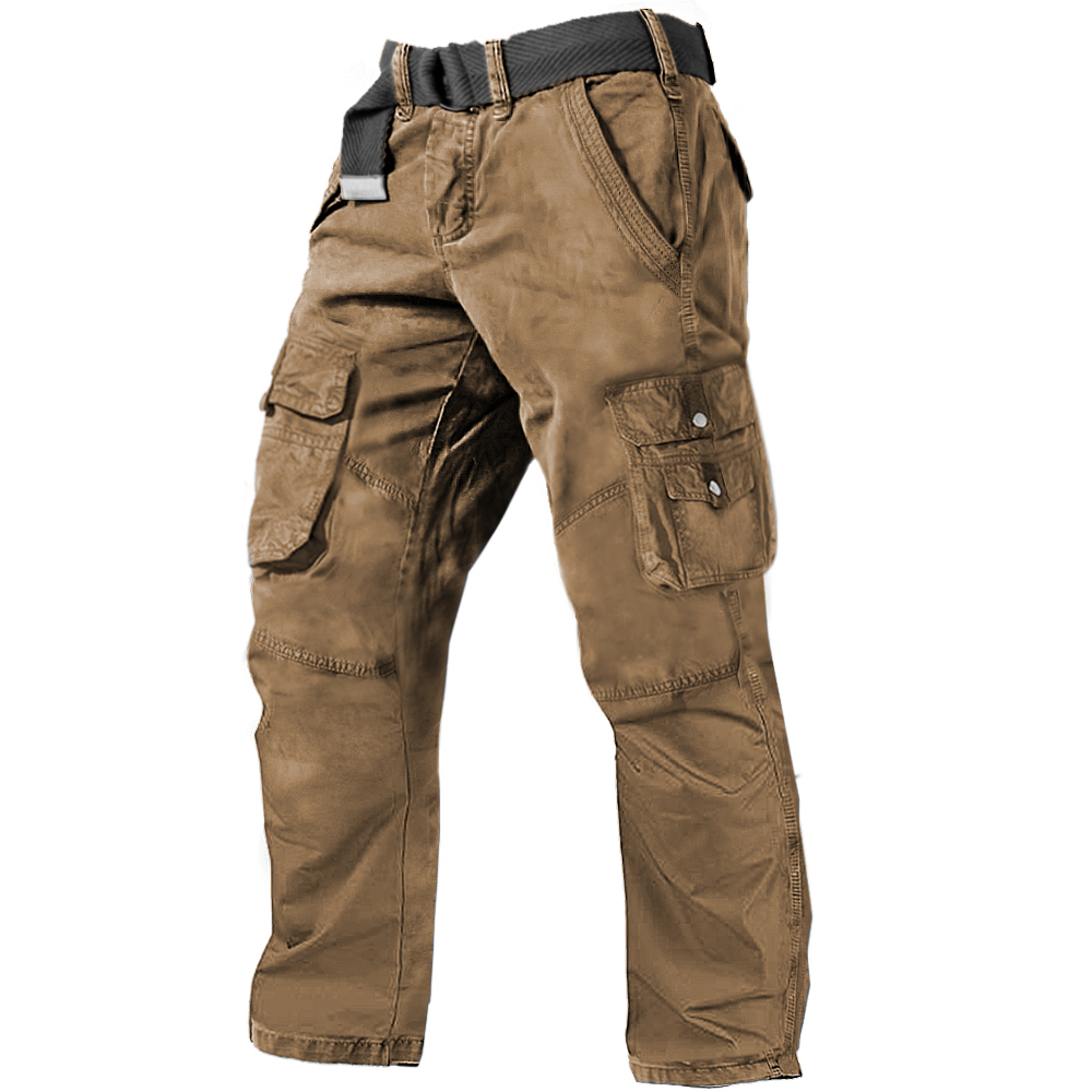 Men's Outdoor Multi-pocket Cotton Casual Cargo Pants-Unitsen