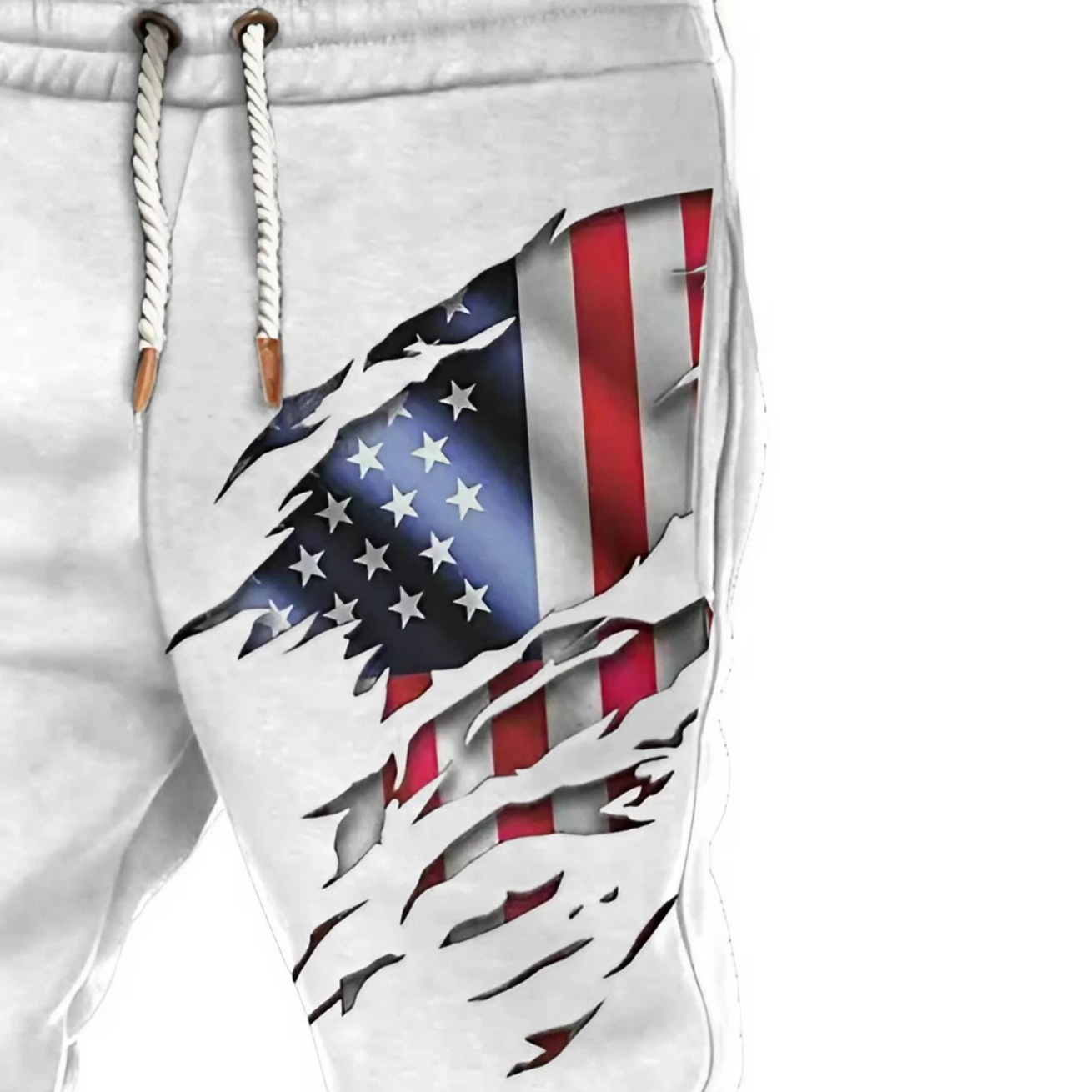 Men's Vintage American Flag Print Pocket Casual Athletic Elastic Waist Trousers-Unitsen