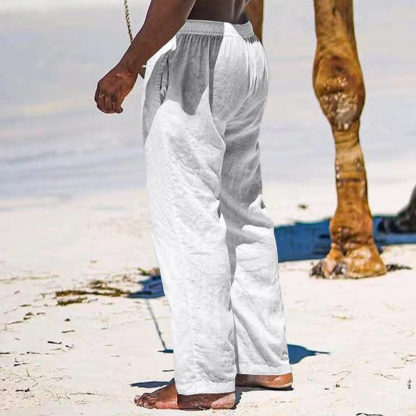 Men's Wide Leg Pants Thin Section Breathable Cotton Linen Loose Casual Beach Trousers-Unitsen