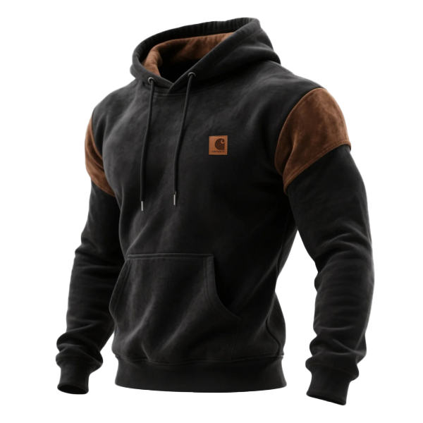 Outdoor Men's Casual Contrast Color Stitching Hooded Sweatshirt Retro Western Sweatshirt-Unitsen