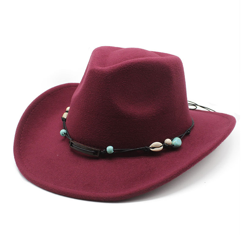 Unisex Fall Vintage Western Cowboy Woolen Sun Protection Wide Brim Hat-Unitsen
