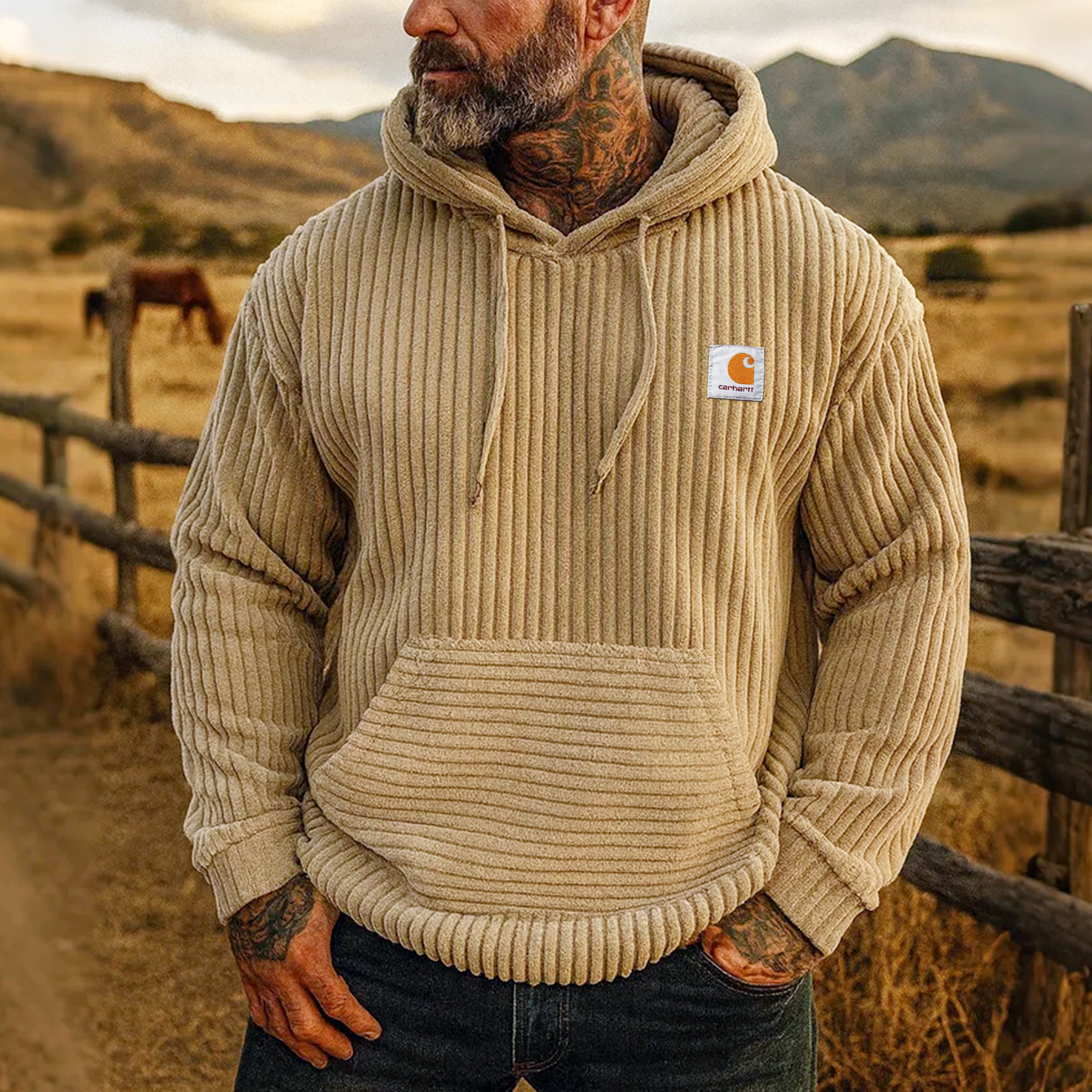 Carhartt Men's Vintage Chenille Hoodie For Outdoor Adventures-Unitsen