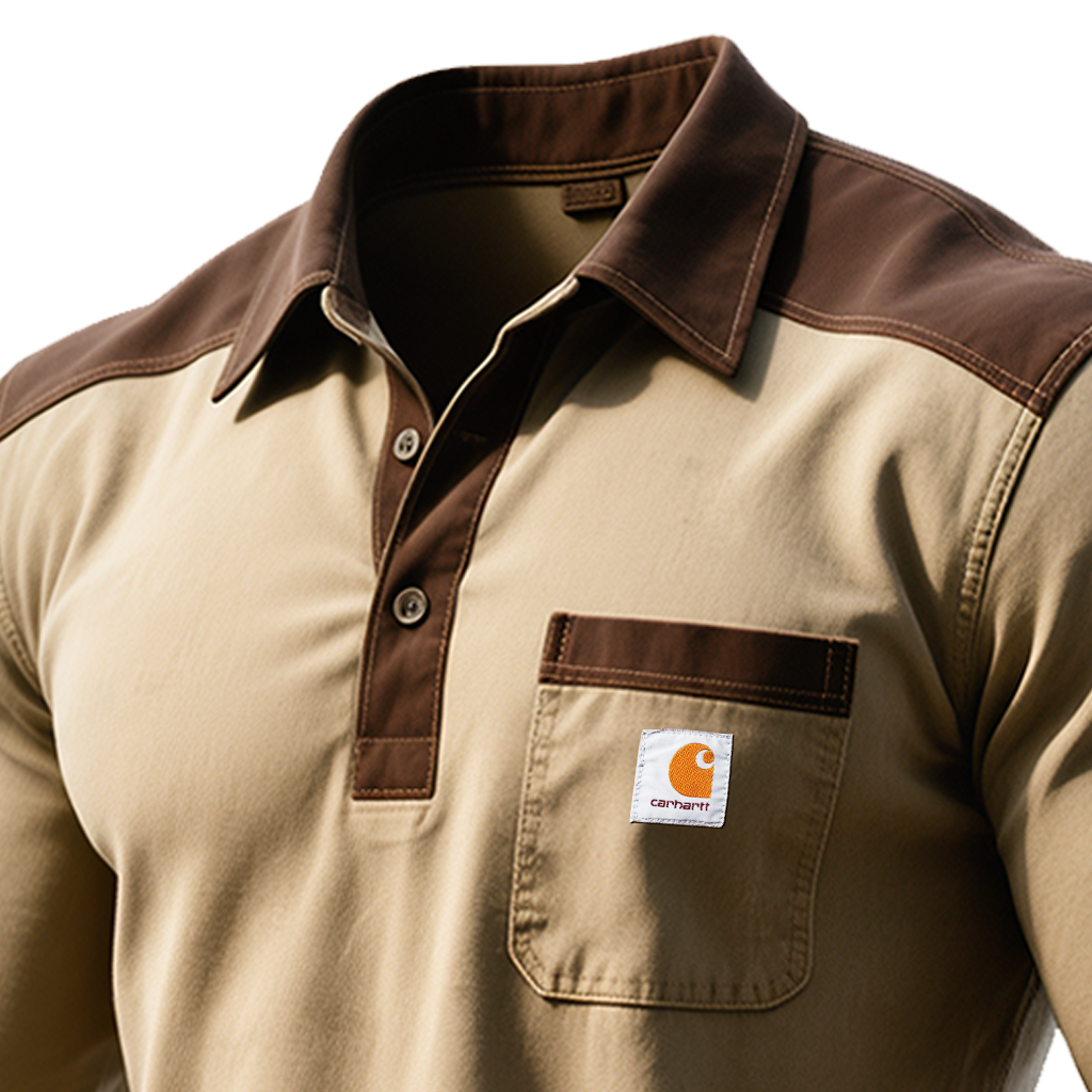 Men's Vintage Classic Fit Long Sleeve Polo Shirt-Unitsen