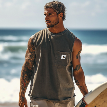 Carhartt Men's Vintage Crew Neck Sleeveless Tank Top-Unitsen