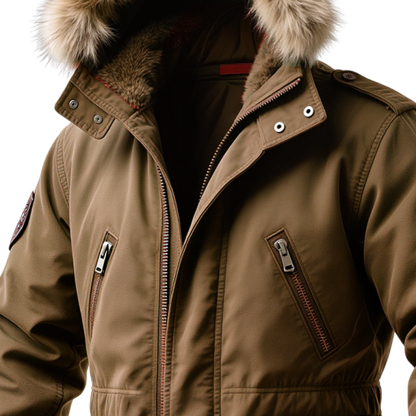 Men's Vintage Warm Winter Parka With Fur-lined Hood-Unitsen