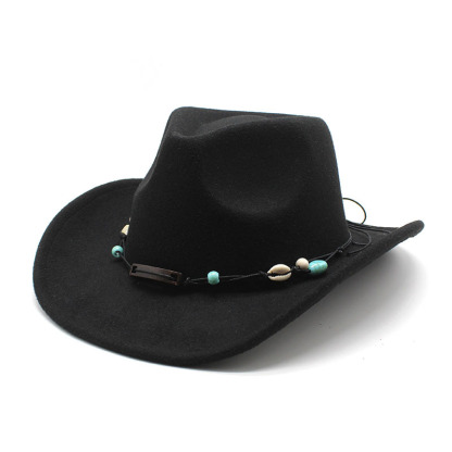 Unisex Fall Vintage Western Cowboy Woolen Sun Protection Wide Brim Hat-Unitsen