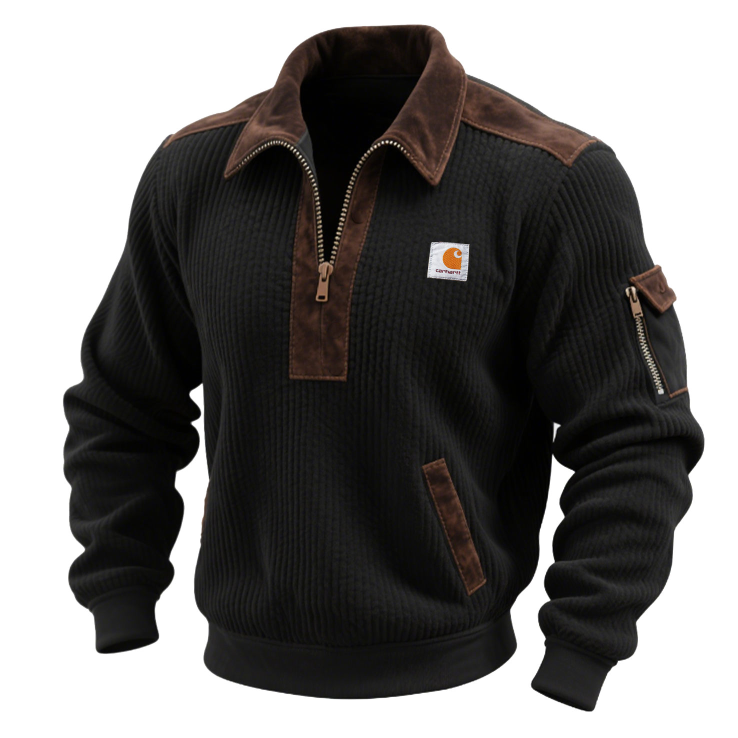 Men's Vintage Chenille Half-Zip Pullover Sweatshirt-Unitsen