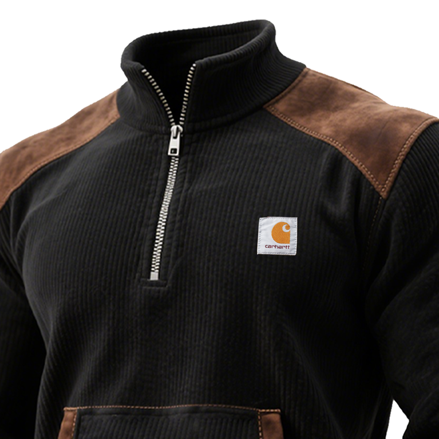 Men's Vintage Black And Brown Chenille Quarter-Zip Sweatshirts-Unitsen