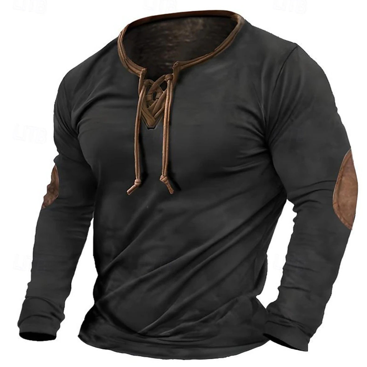 Men's T-shirt Crew Neck Normal Outdoor Causal Long Sleeve Lace Up Vintage Style Clothing-Unitsen