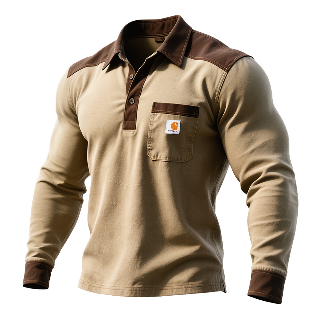Men's Vintage Classic Fit Long Sleeve Polo Shirt-Unitsen