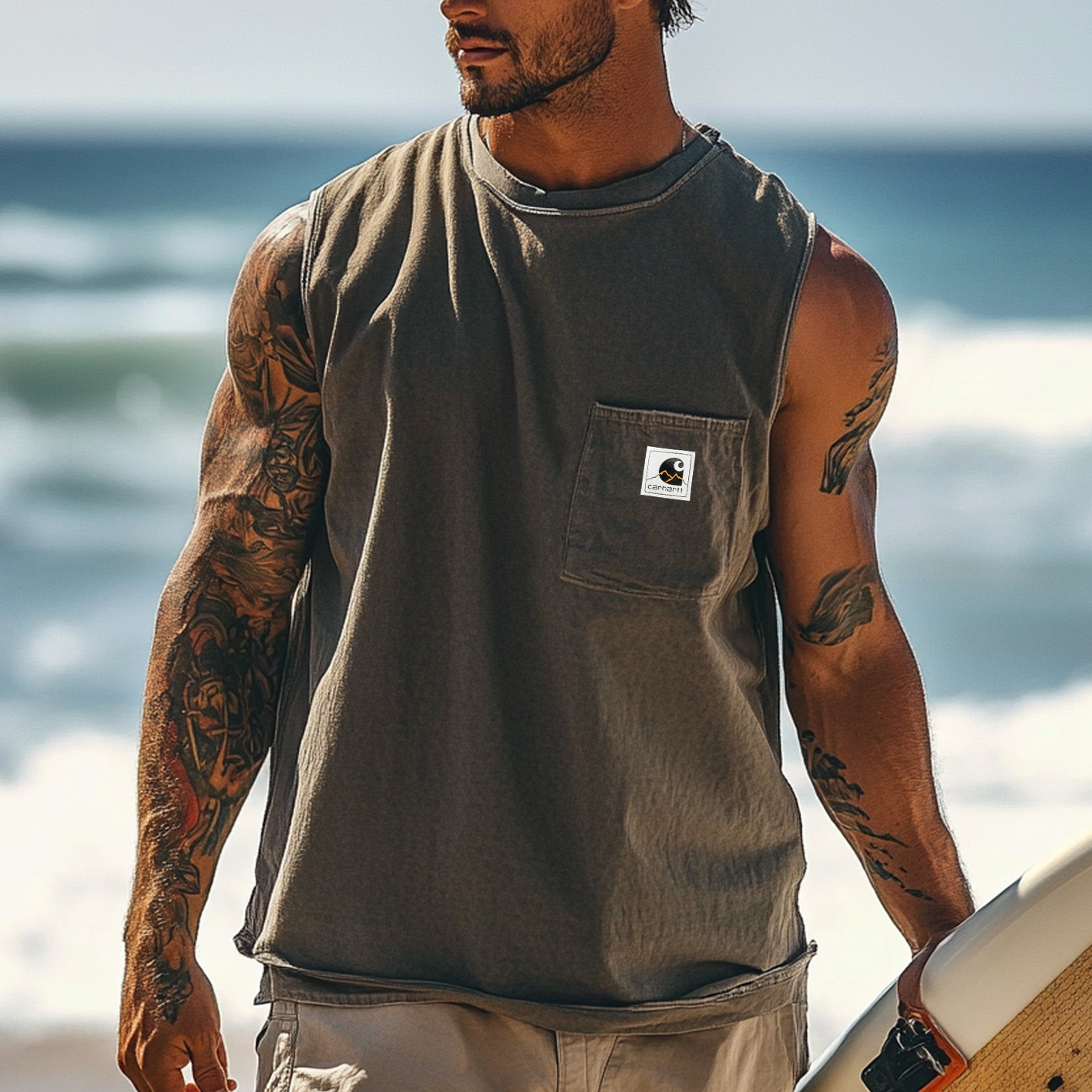 Carhartt Men's Vintage Crew Neck Sleeveless Tank Top-Unitsen