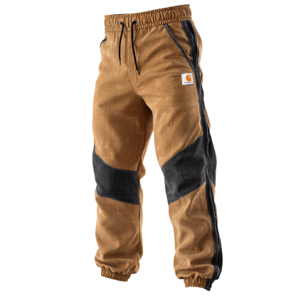 Men's Vintage Brown And Black Utility Jogger Pants-Unitsen