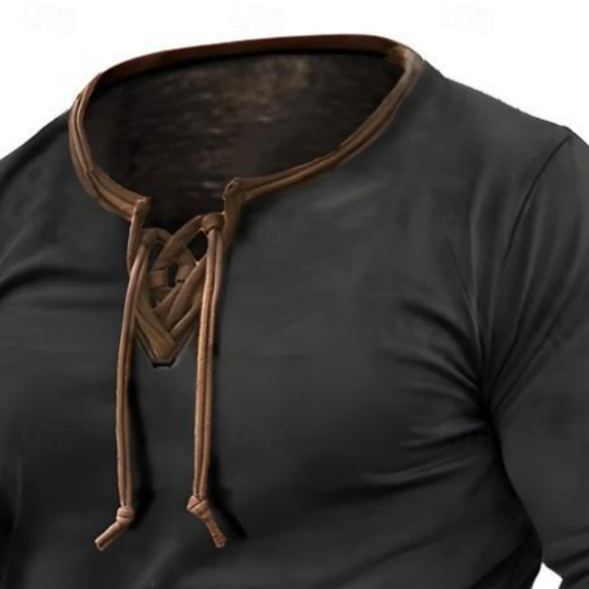 Men's T-shirt Crew Neck Normal Outdoor Causal Long Sleeve Lace Up Vintage Style Clothing-Unitsen