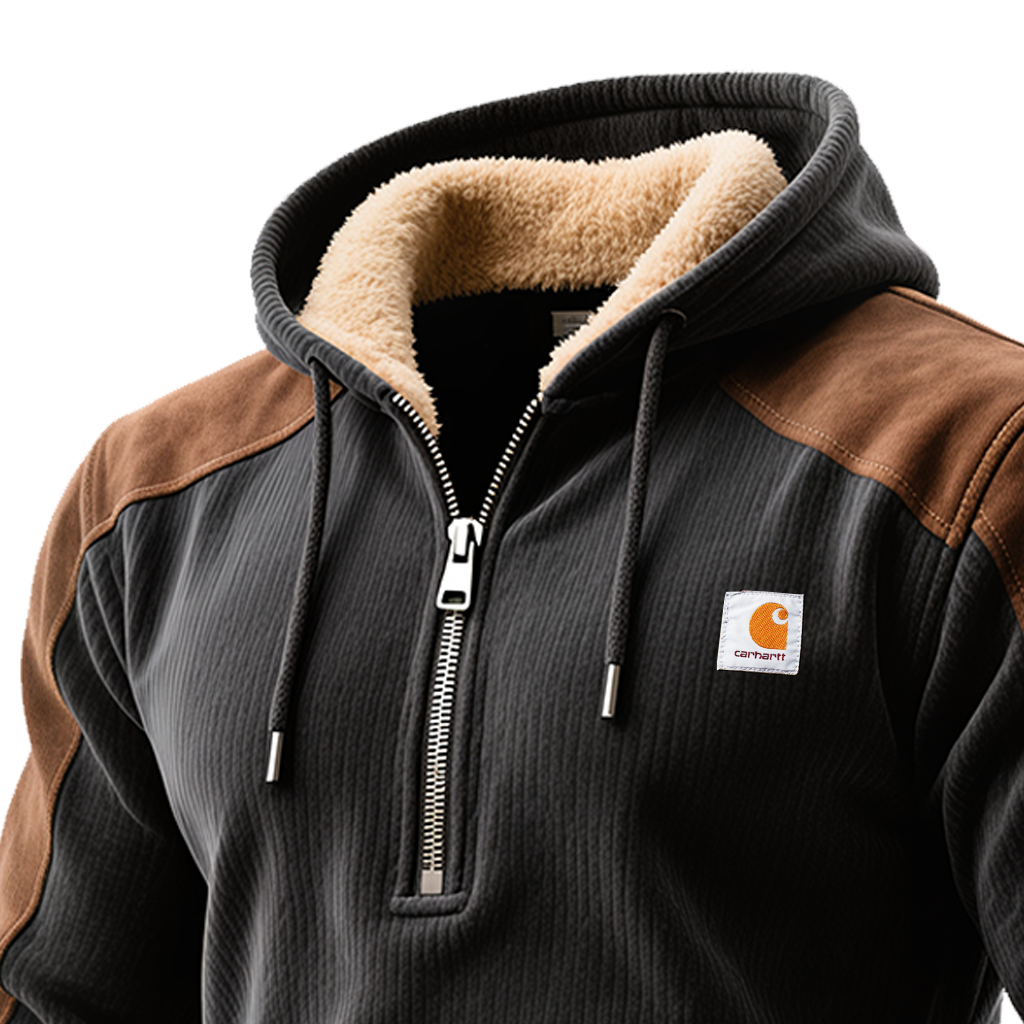 Men's Vintage Winter Hooded Sweatshirt With Sherpa Lining-Unitsen