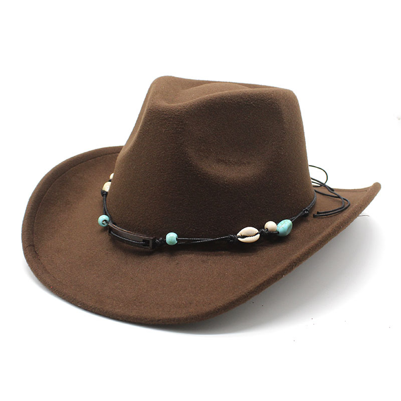 Unisex Fall Vintage Western Cowboy Woolen Sun Protection Wide Brim Hat-Unitsen