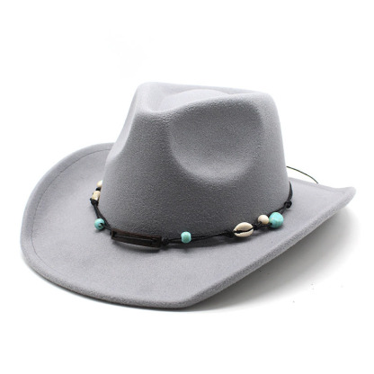 Unisex Fall Vintage Western Cowboy Woolen Sun Protection Wide Brim Hat-Unitsen