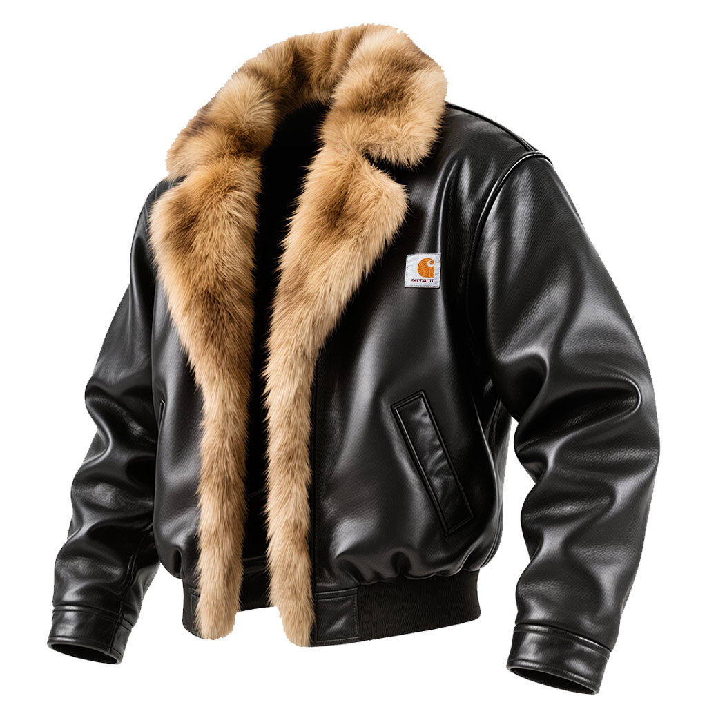 Men's Vintage Classic Winter Bomber Jacket With Fur Collar-Unitsen