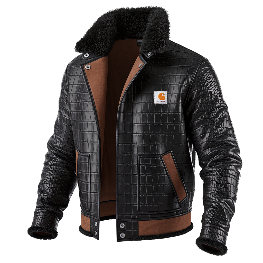 Men's Vintage Winter Leather Jacket With Fur Collar-Unitsen