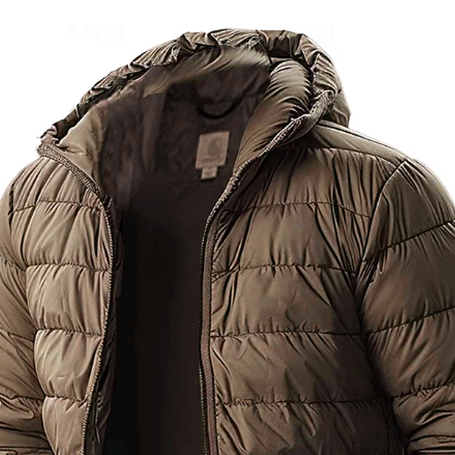 Men's Vintage Olive Green Puffer Jacket With Hood-Unitsen