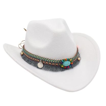 Unisex Fall Vintage Western Cowboy Woolen Sun Protection Wide Brim Hat-Unitsen