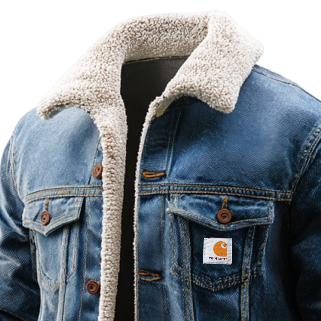 Men's Vintage Warm Denim Jacket With Sherpa Lining-Unitsen