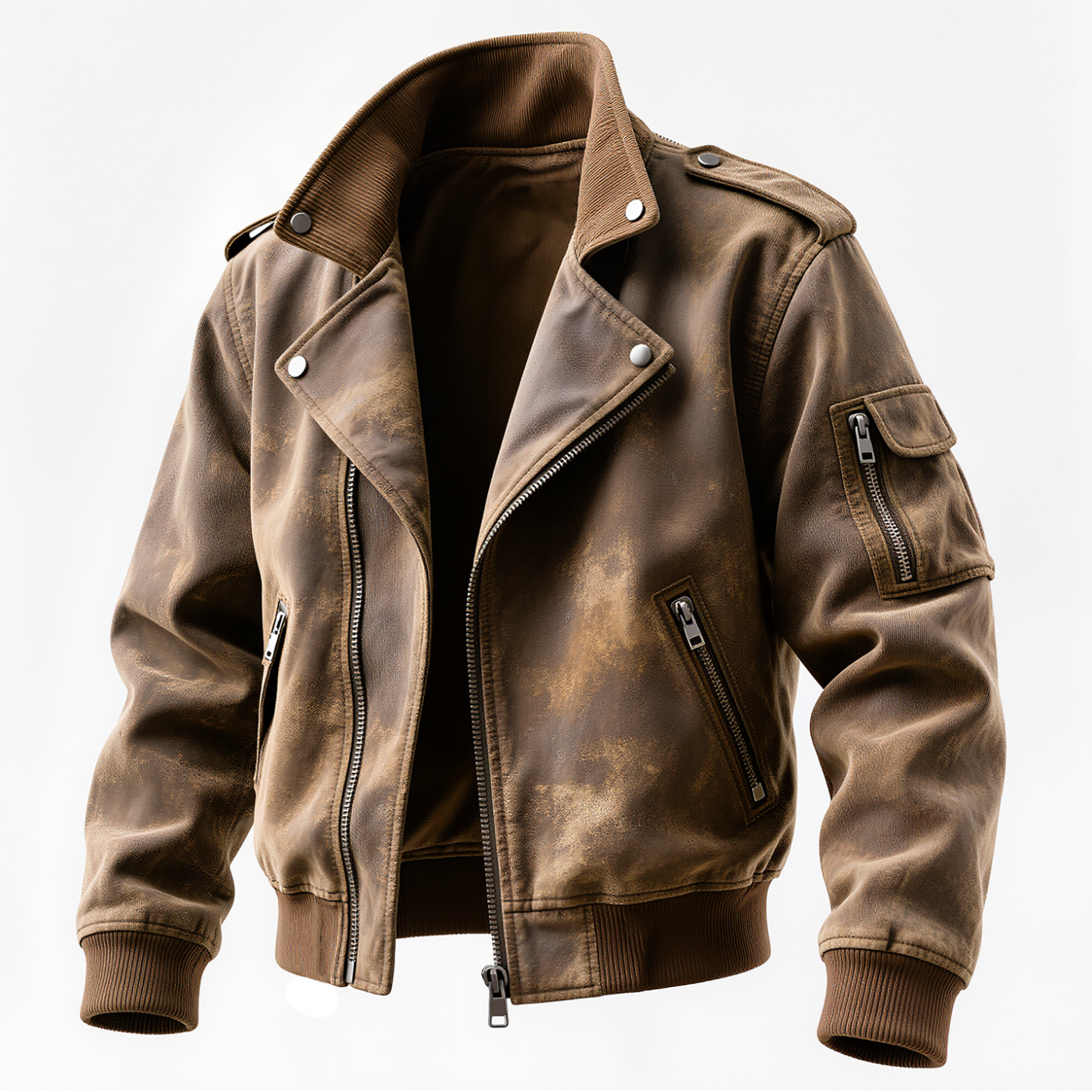 Men's Vintage Brown Leather Biker Jacket