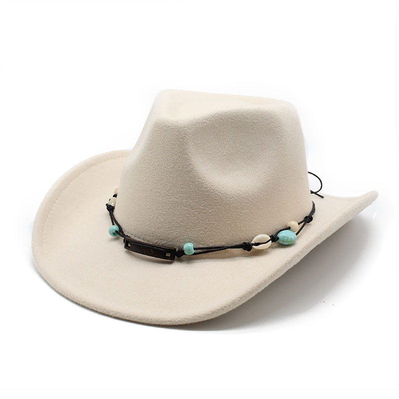 Unisex Fall Vintage Western Cowboy Woolen Sun Protection Wide Brim Hat-Unitsen