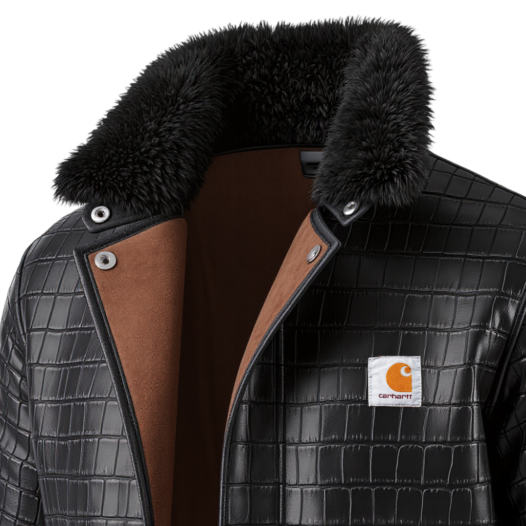 Men's Vintage Winter Leather Jacket With Fur Collar-Unitsen