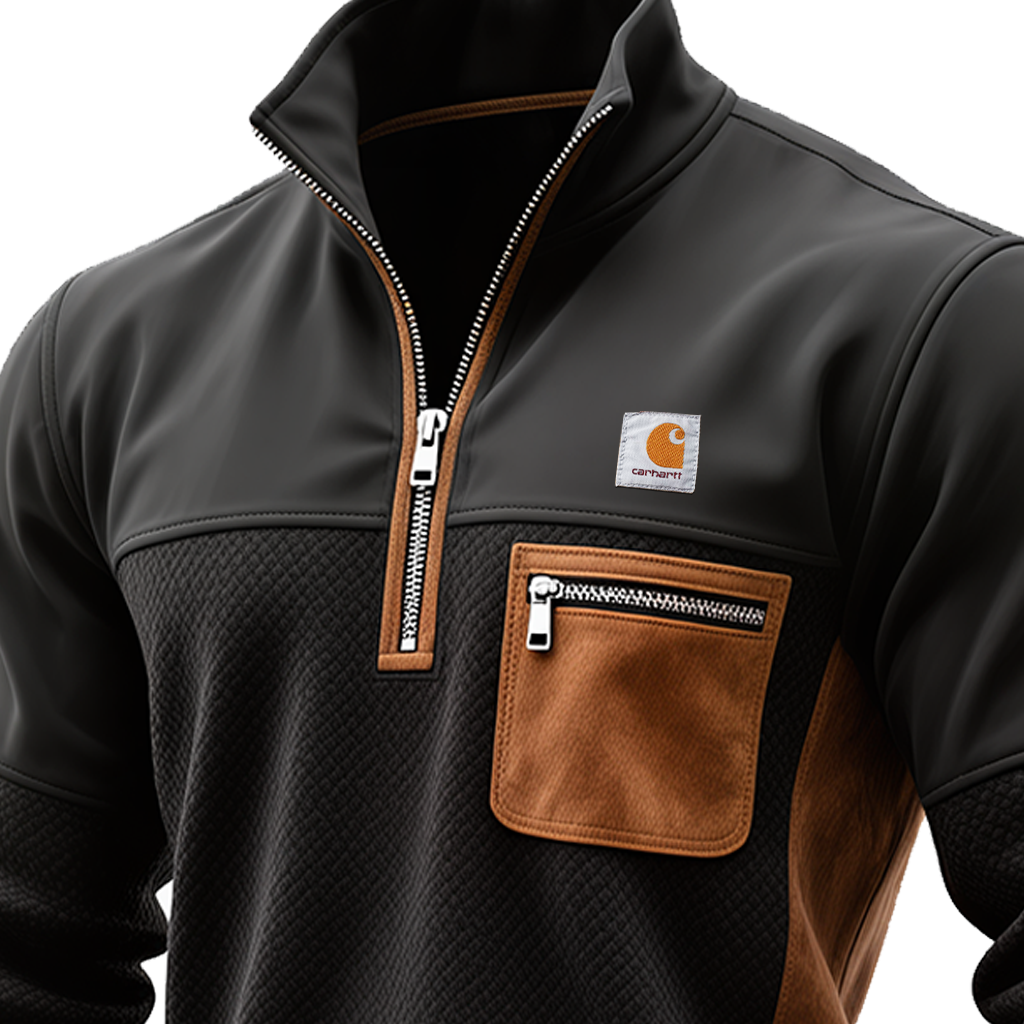 Men's Vintage Black And Brown Waffle Suede Pullover Jacket-Unitsen