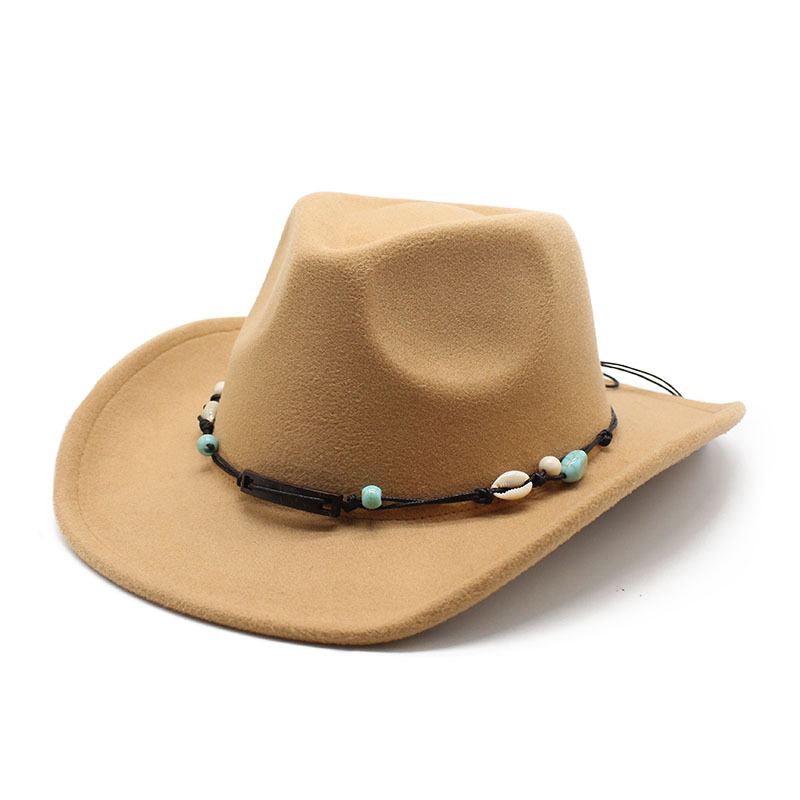 Unisex Fall Vintage Western Cowboy Woolen Sun Protection Wide Brim Hat-Unitsen