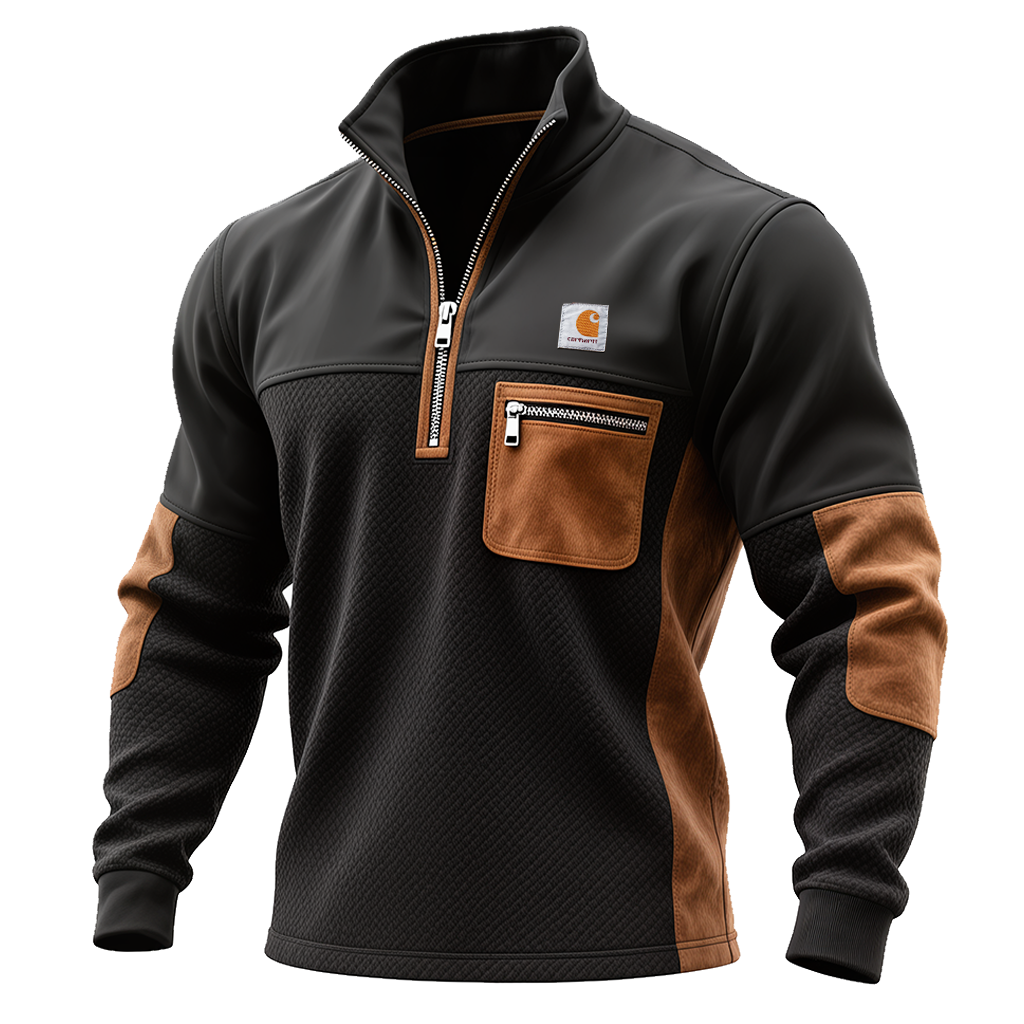 Men's Vintage Black And Brown Waffle Suede Pullover Jacket-Unitsen