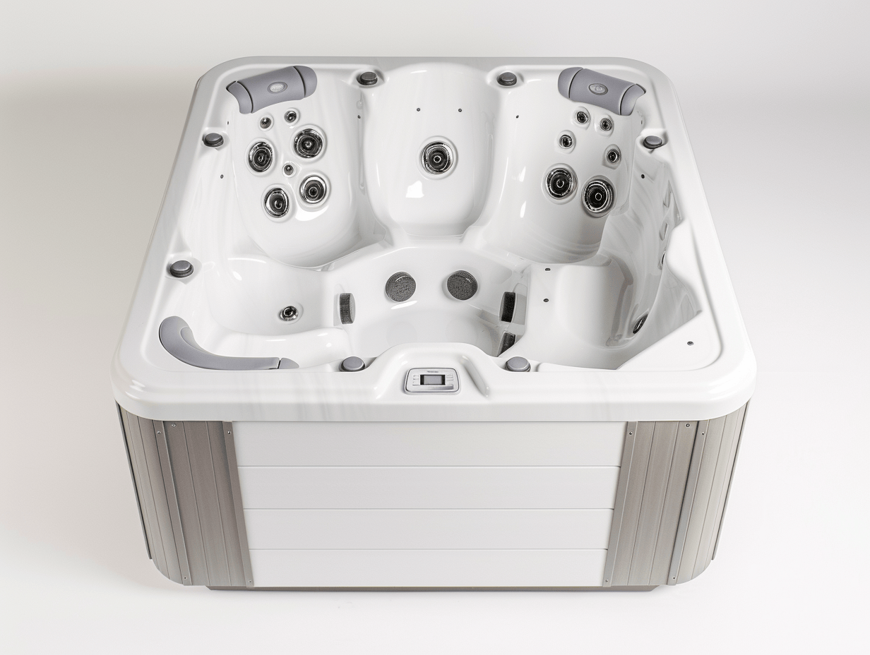 Jacuzzi da esterno 200x200x90 cm - Bianca e Grigia - con getti massaggianti e seduta ergonomica