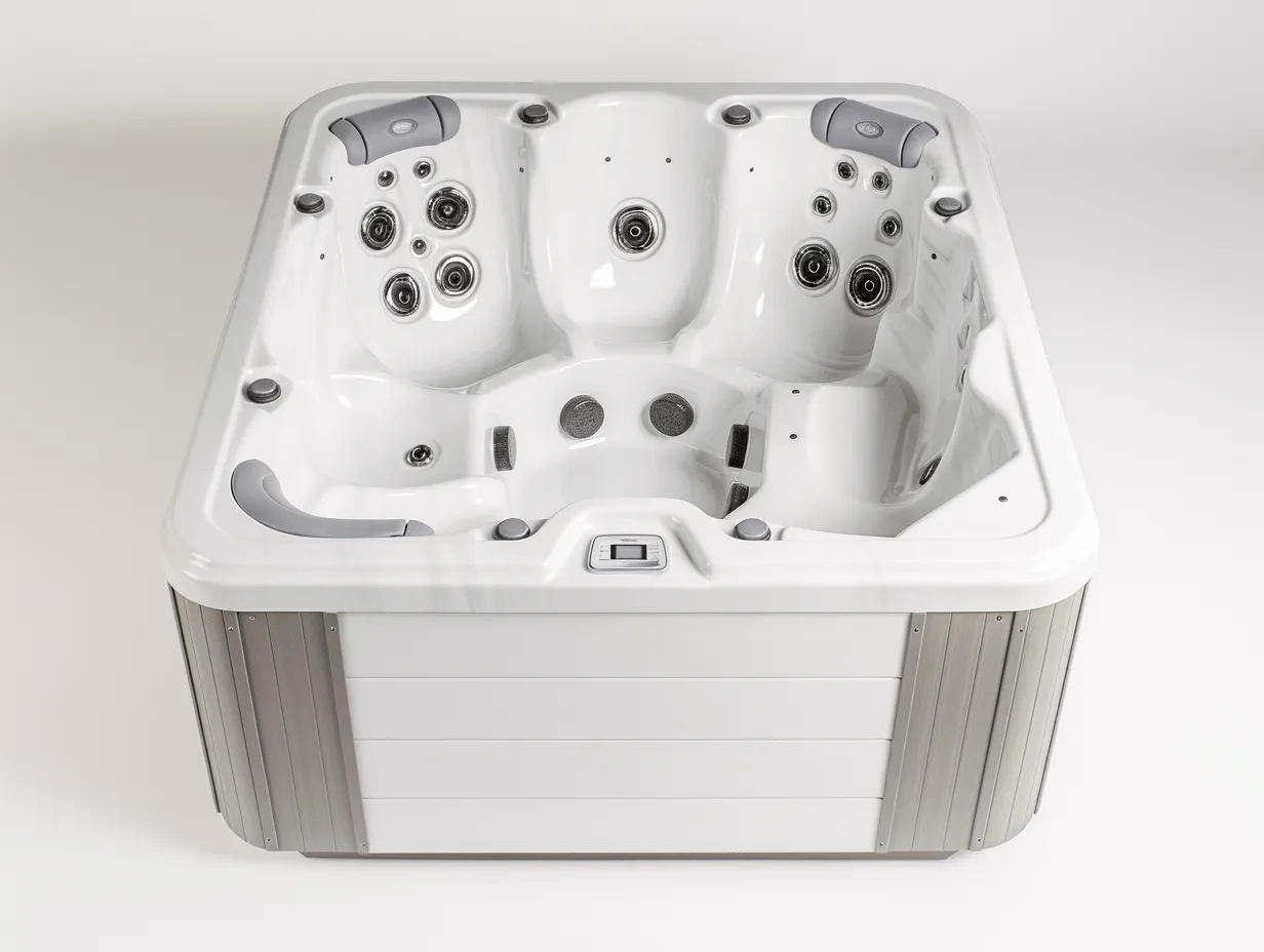 Jacuzzi da esterno 200x200x90 cm - Bianca e Grigia - con getti massaggianti e seduta ergonomica