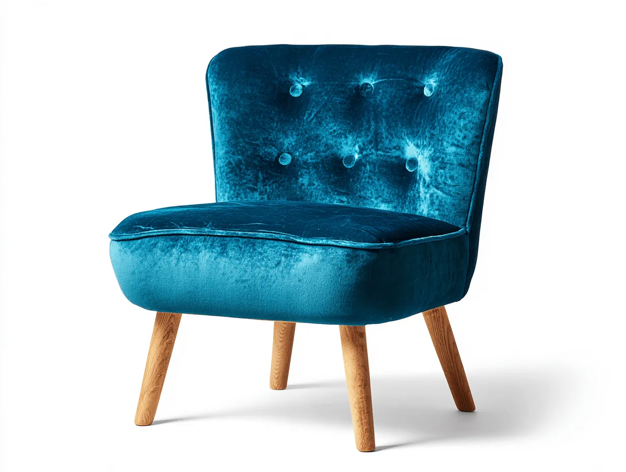 Sedia lounge in velluto blu 65x70x78 cm - con gambe in legno - design moderno compatto