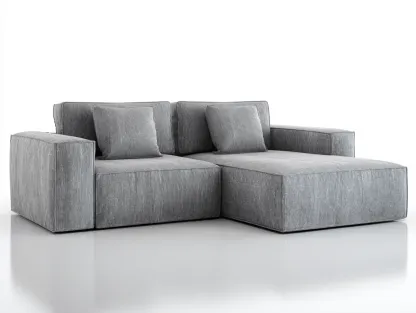 Divano angolare 3 posti in tessuto grigio 255x160x85 cm con chaise longue - cuscini inclusi - design moderno minimalista