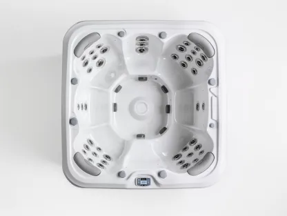 Vasca idromassaggio quadrata 230x230x95 cm - acrilico bianco - con getti idromassaggio multipli e sedute ergonomiche