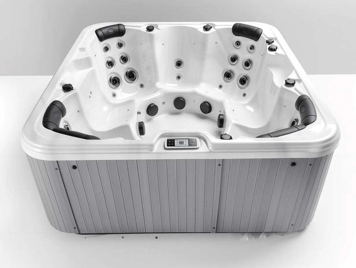 Vasca idromassaggio rettangolare 225x210x95 cm - acrilico bianco - con getti massaggianti multipli e poggiatesta ergonomici