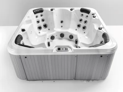 Vasca idromassaggio rettangolare 225x210x95 cm - acrilico bianco - con getti massaggianti multipli e poggiatesta ergonomici