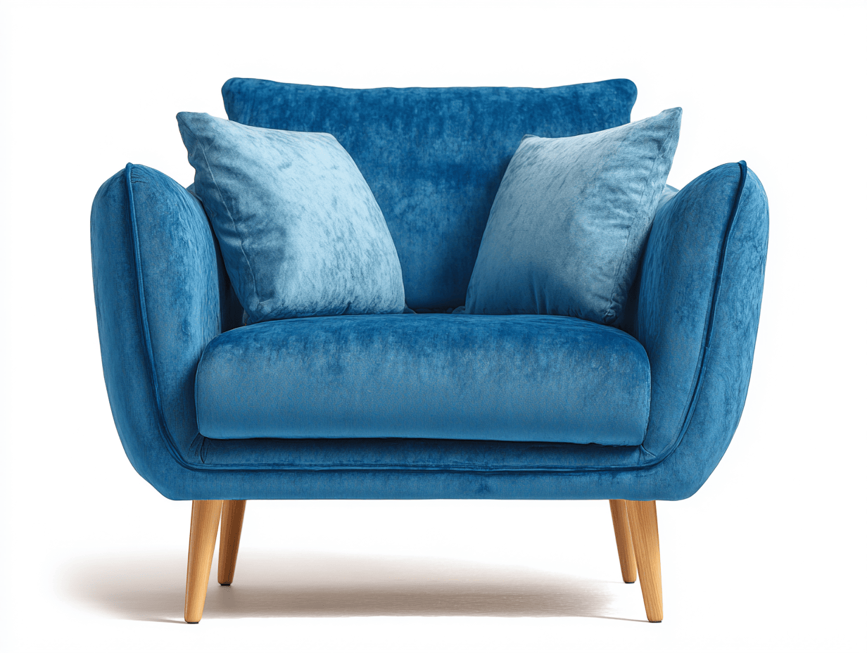 Poltrona in velluto blu 95x85x88 cm con cuscini e gambe in legno - design moderno accogliente