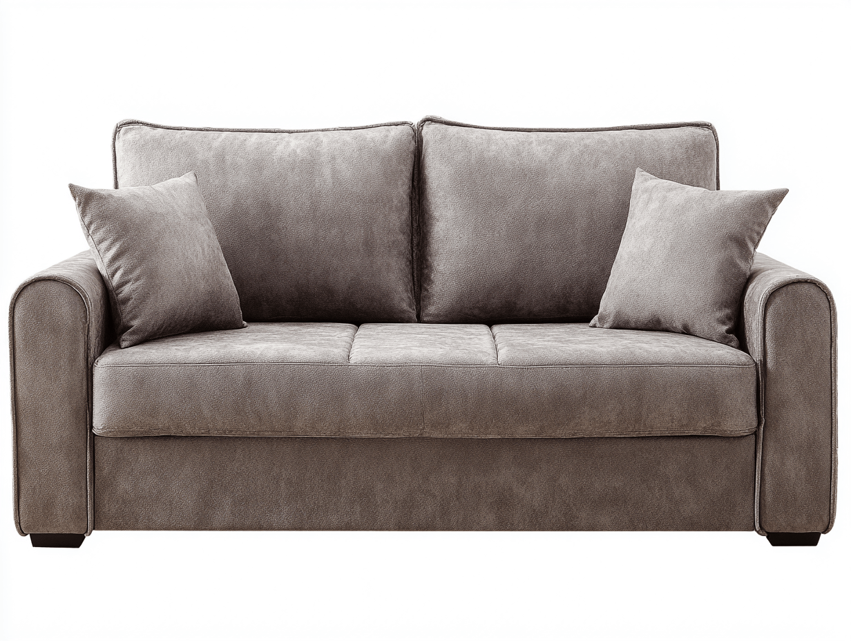 Divano 3 posti 200x90 cm - tessuto grigio - con 2 cuscini decorativi