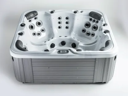 Vasca idromassaggio rettangolare 220x200x92 cm - acrilico bianco marmorizzato - con getti idromassaggio e poggiatesta ergonomici