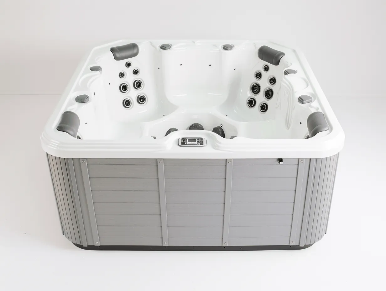 Vasca idromassaggio rettangolare 210x200x90 cm - acrilico bianco - con getti idromassaggio e poggiatesta ergonomici