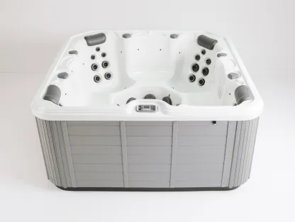 Vasca idromassaggio rettangolare 210x200x90 cm - acrilico bianco - con getti idromassaggio e poggiatesta ergonomici