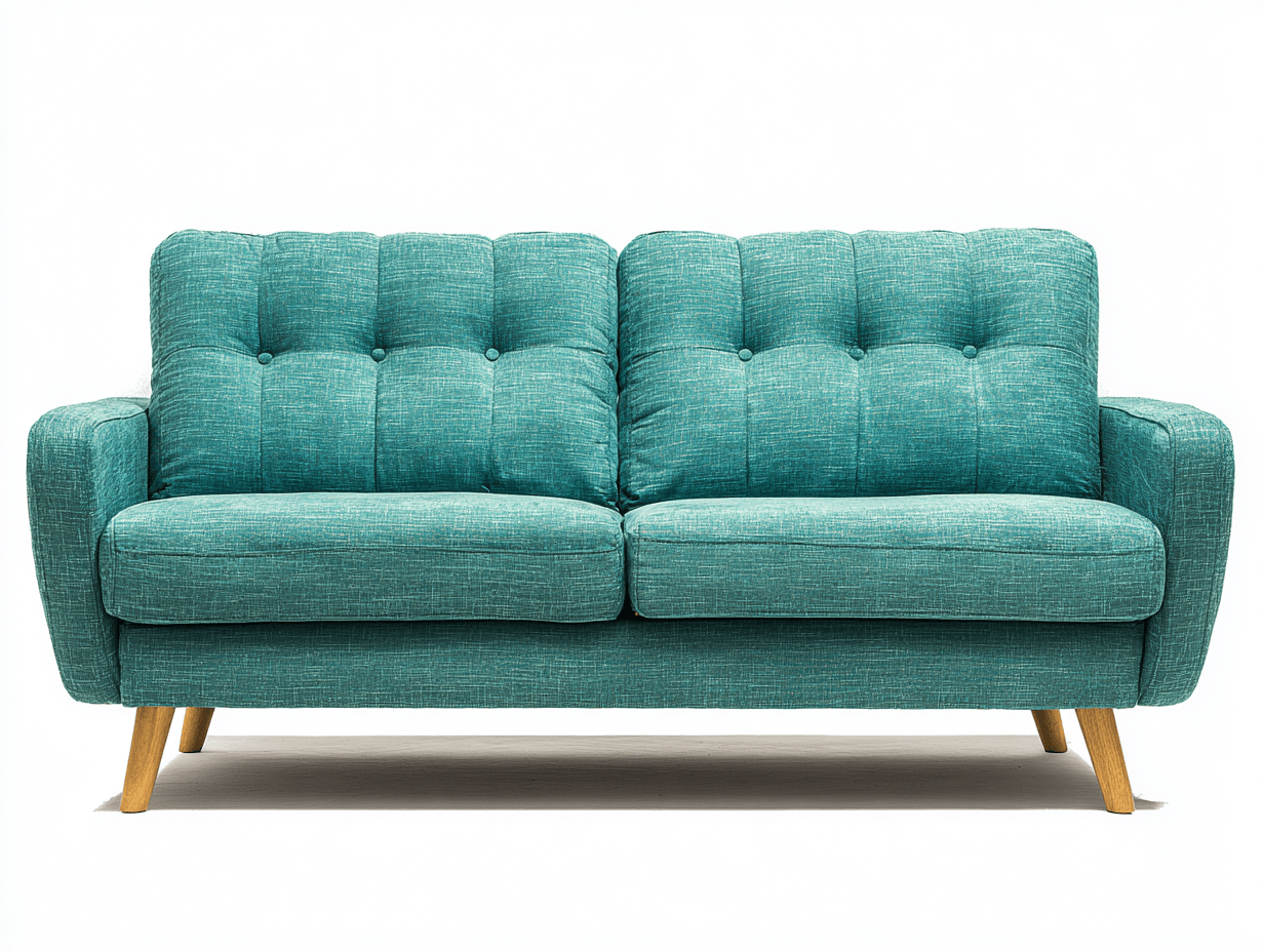 Divano 3 posti 190x88 cm - tessuto blu petrolio - gambe in legno naturale