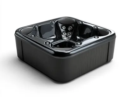 Vasca idromassaggio compatta 185x185x85 cm - acrilico nero - con getti idromassaggio e sedute ergonomiche