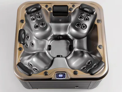 Vasca idromassaggio da esterno 210x210 cm - acrilico bronzo/argento - con sedute ergonomiche e getti idromassaggio