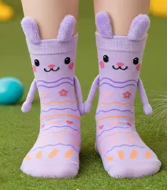 Easter Bunny Socks with Magnetic Holding Hands