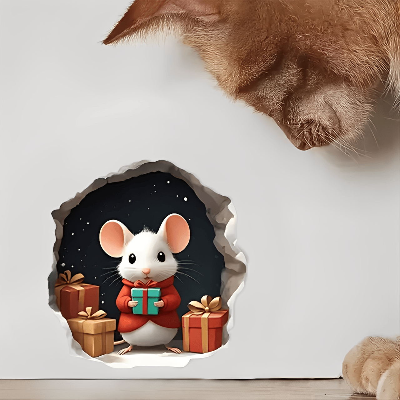 🐭🎄Merry Mice Candle Wall Sticker