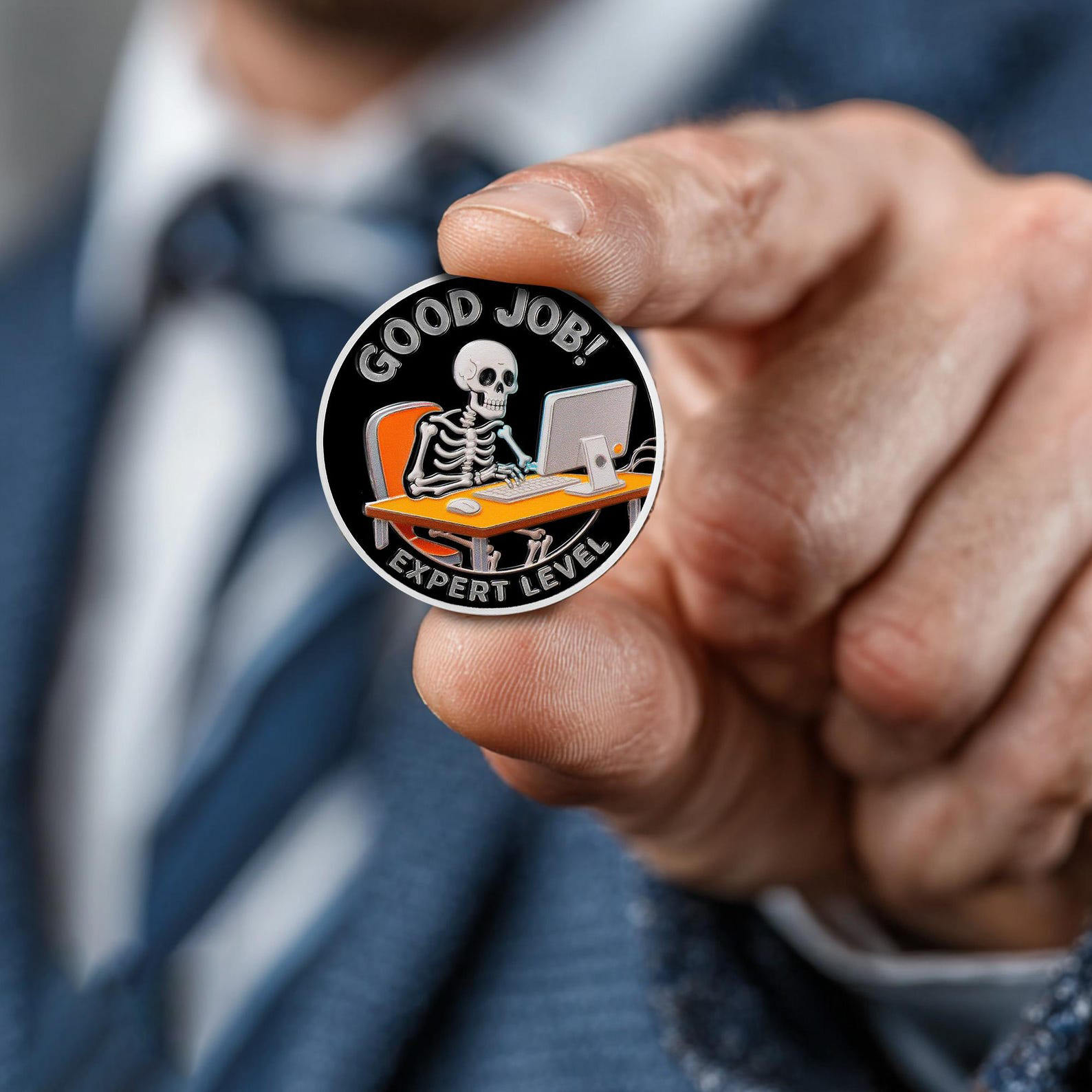 Everything is Fine" Motivational Challenge Coin | Funny Desk Fidget Toy for Stress Relief